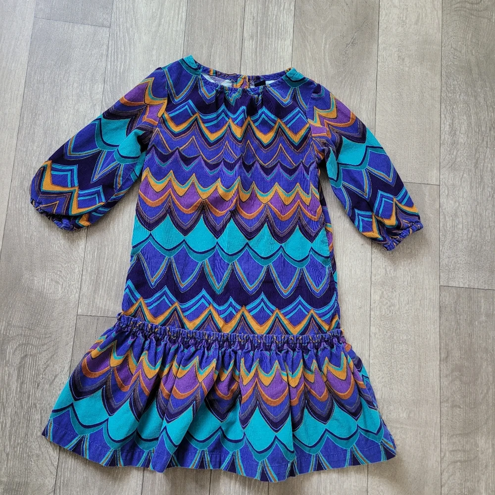 Baby Gap toddler 5 years Girls Wave Pattern Corduroy Dress blue